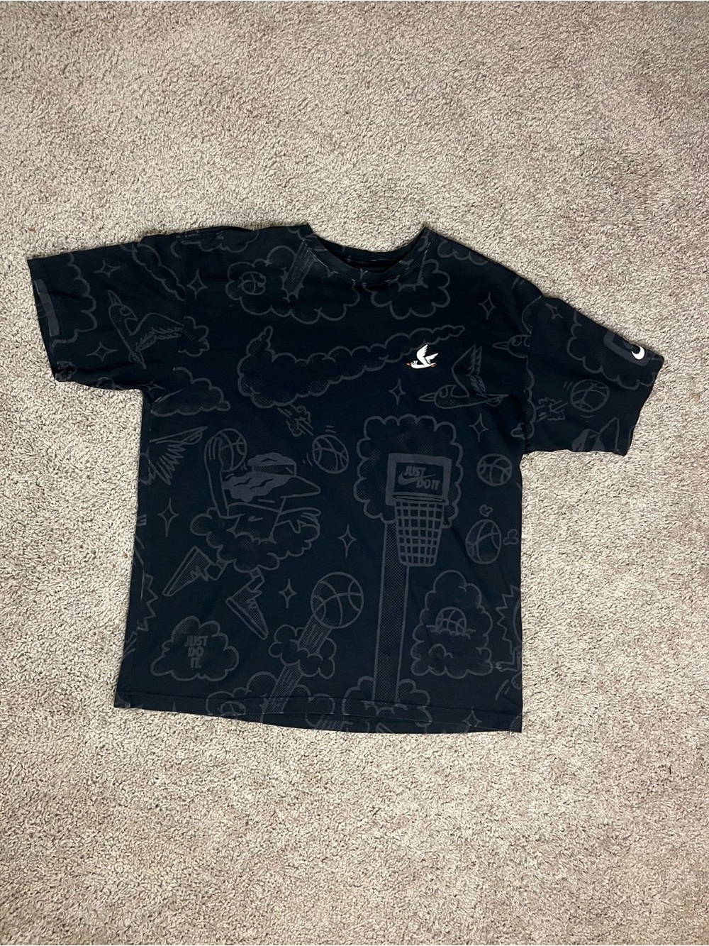 Nike Black Graphic Short Sleeve Tee with Subtle Print